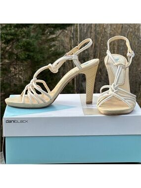 Cream Women's Canvas Heel Sandal - Size 7